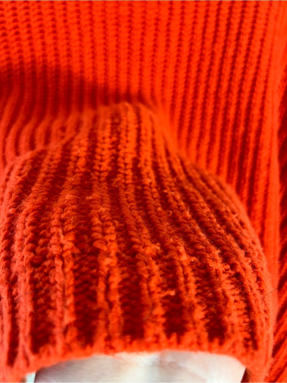 Anthropologie Moth Baja Orange Chunky Knit Oversized Cropped Sweater Size Medium - Picture 10 of 13